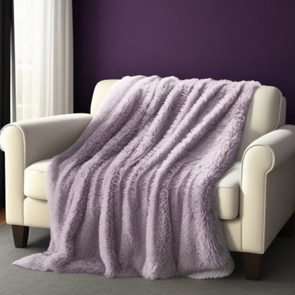 Lavender Blush Knitted PolYester Solid Color Plush Throw Blanket