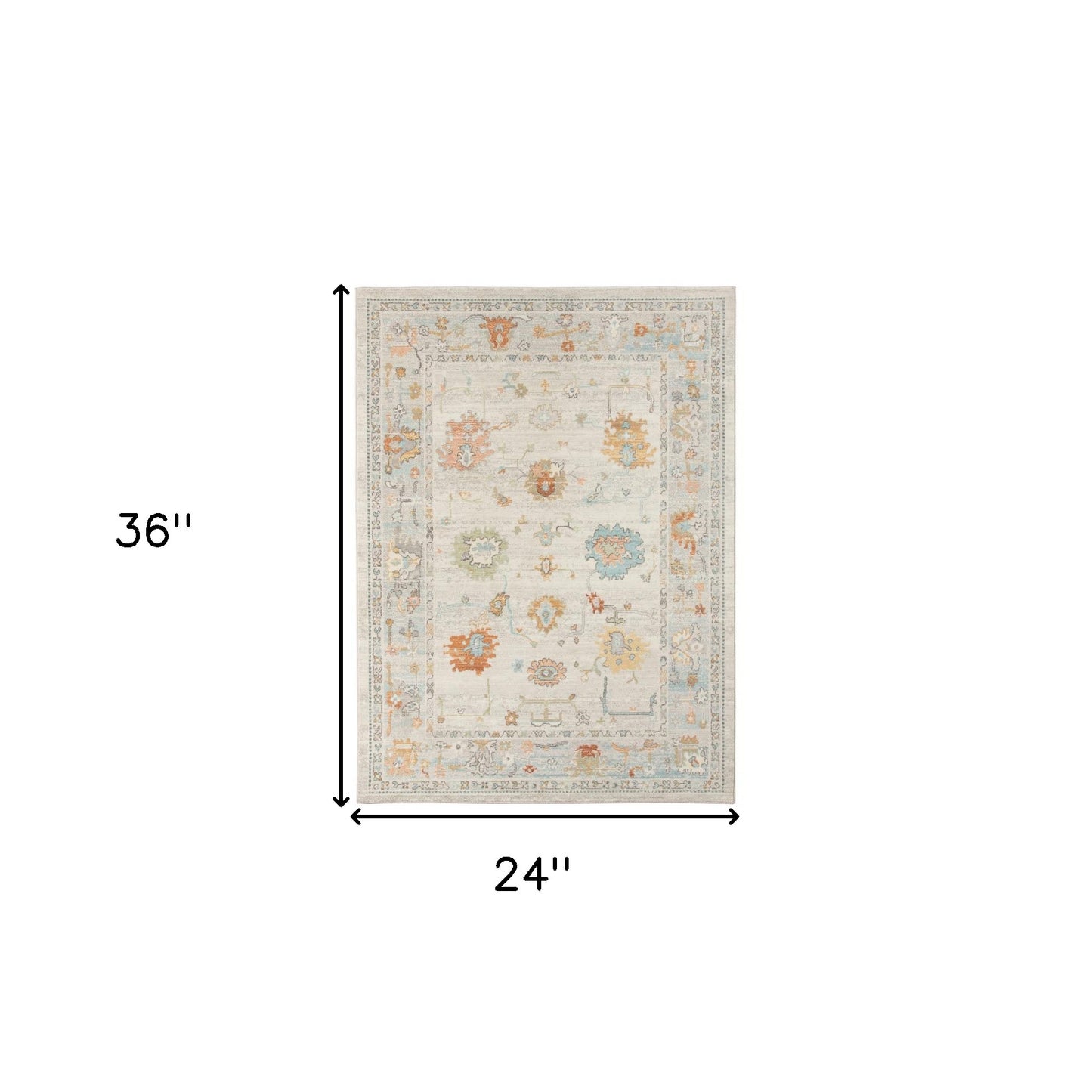 2' X 3' Blue and Orange Floral Stain Resistant Indoor Outdoor Area Rug