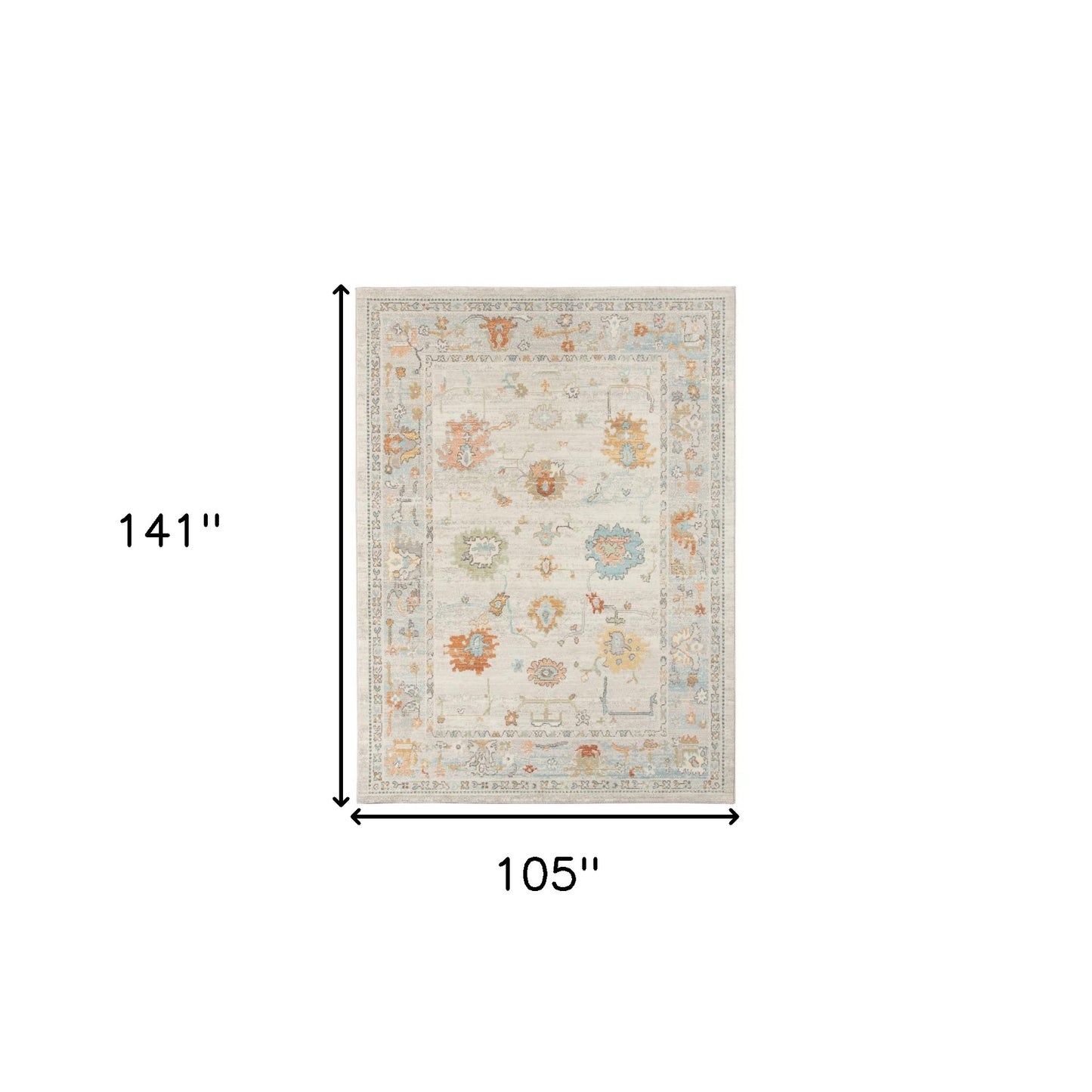 8' X 10' Gray and Orange Floral Stain Resistant Indoor Outdoor Area Rug