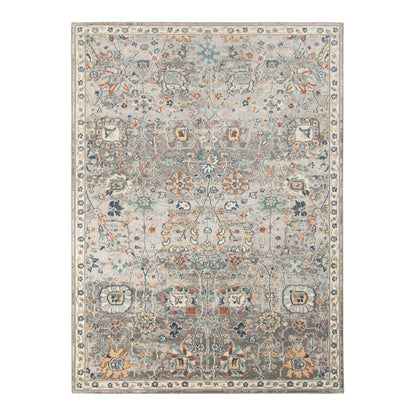 5' X 7' Blue and Orange Floral Stain Resistant Indoor Outdoor Area Rug