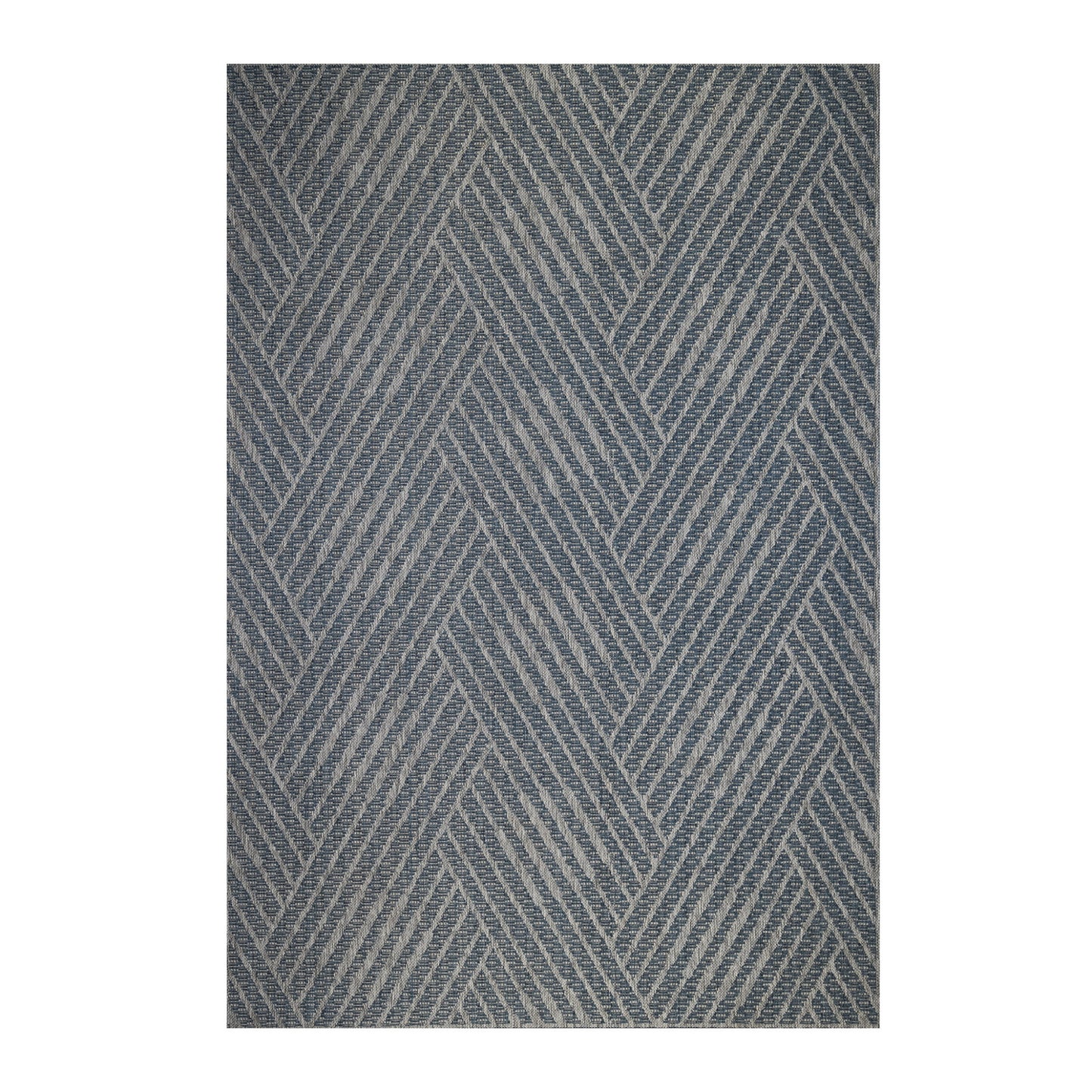 2' X 3' Gray and Blue Geometric Stain Resistant Indoor Outdoor Area Rug