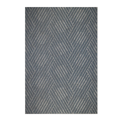 2' X 3' Gray and Blue Geometric Stain Resistant Indoor Outdoor Area Rug