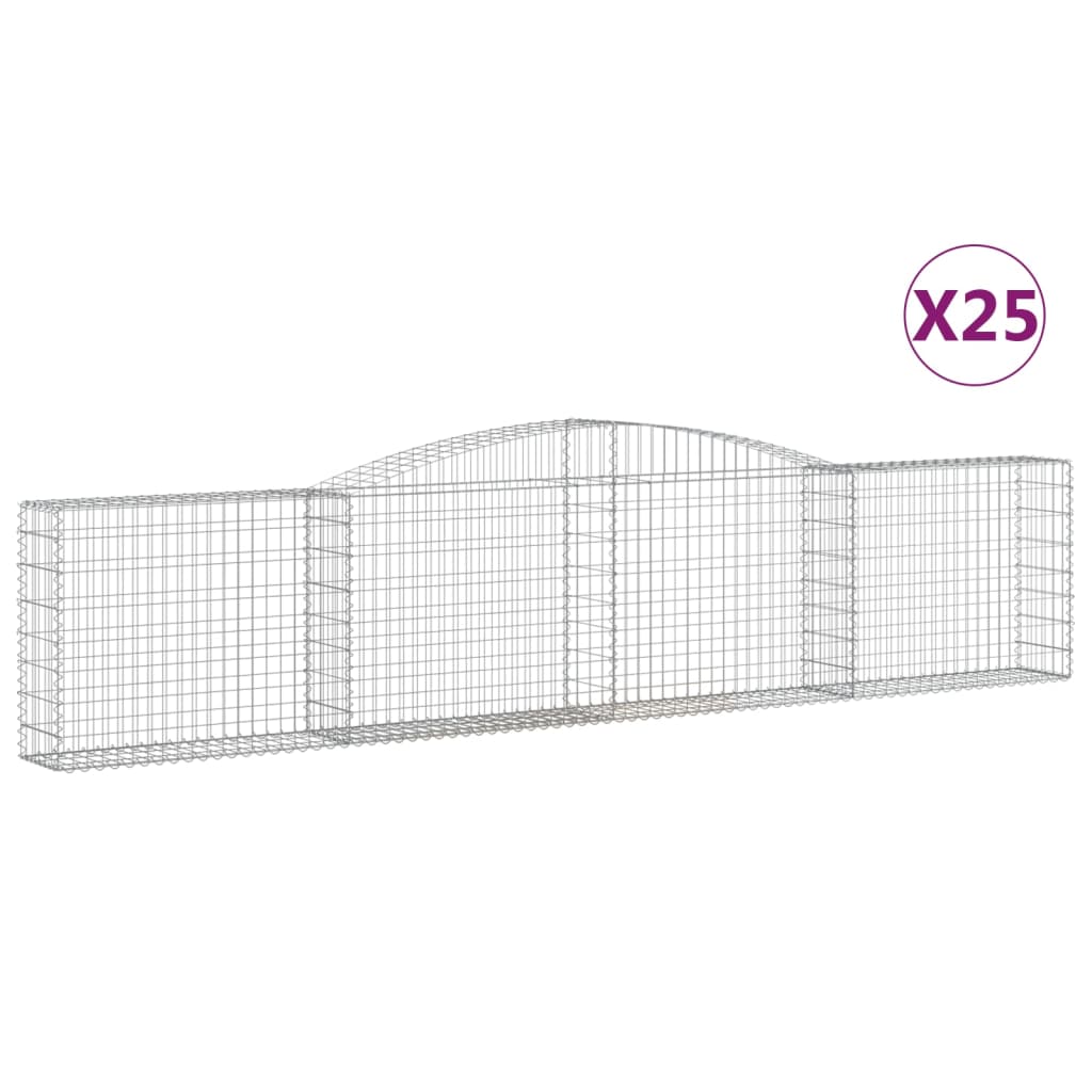 Arched Gabion Baskets 25 pcs 157.5"x11.8"x31.5"/39.4" Galvanized Iron