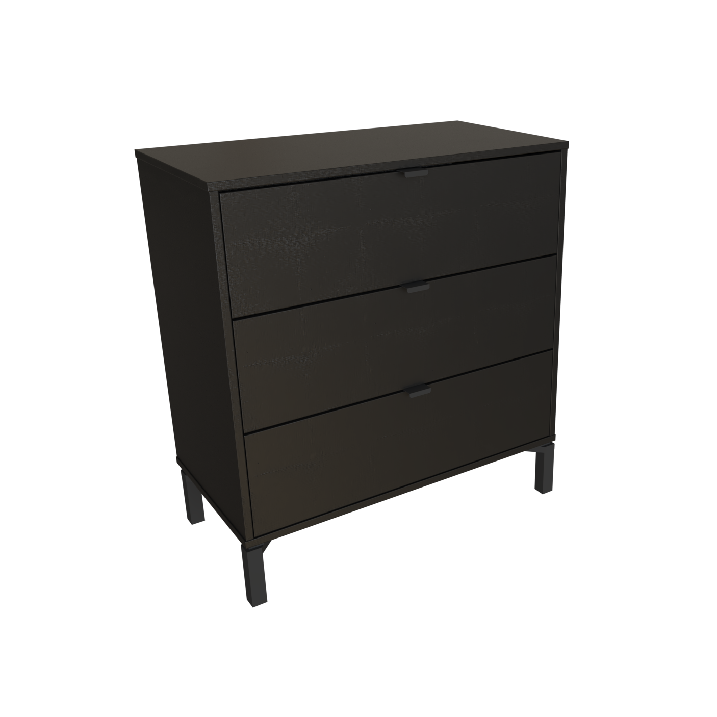 30" Black Three Drawer Dresser