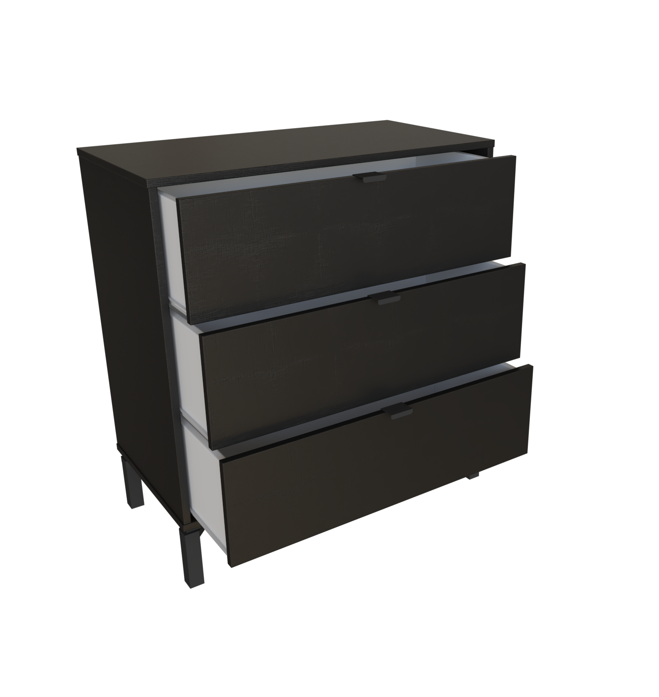 30" Black Three Drawer Dresser