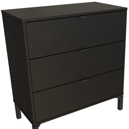 30" Black Three Drawer Dresser