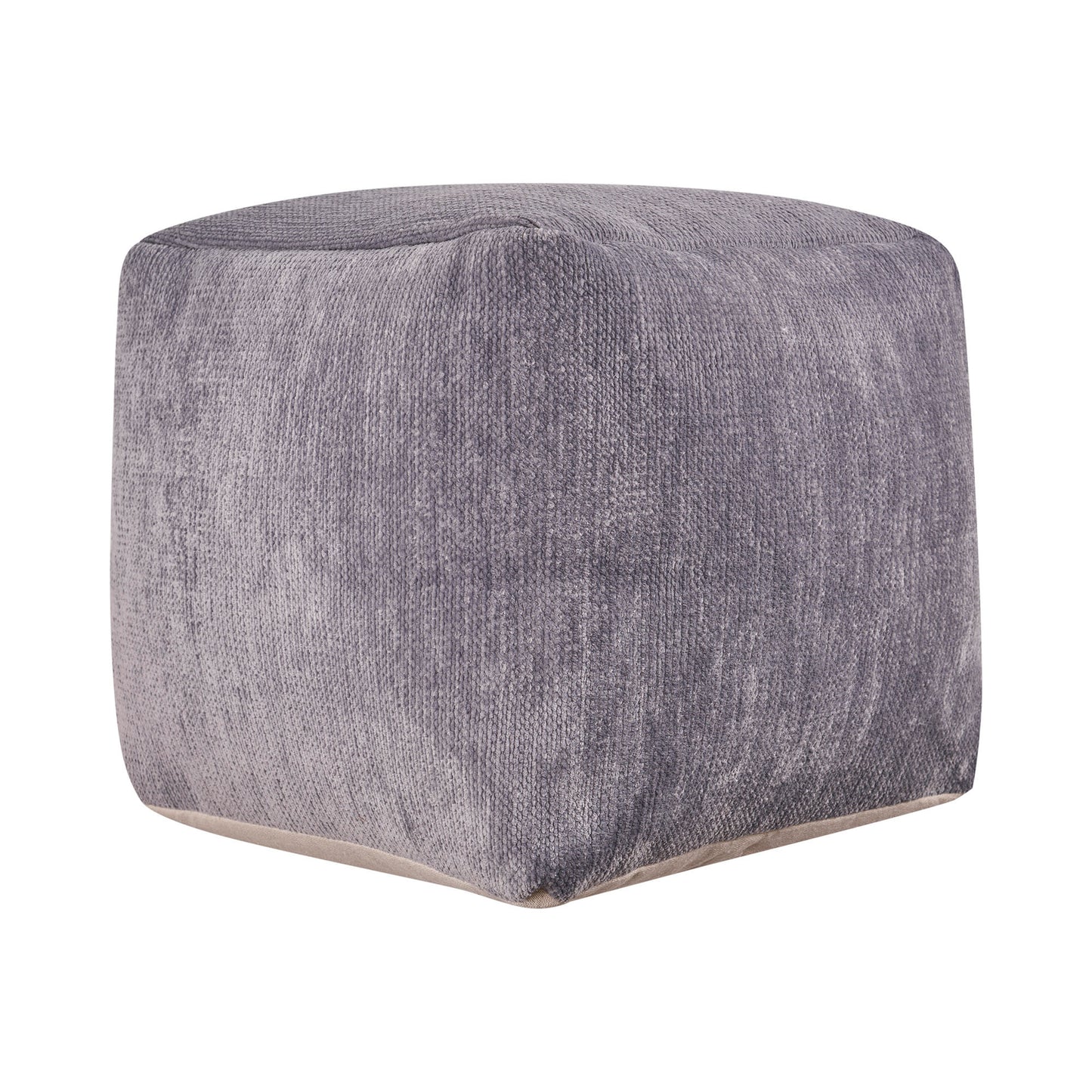 18" Blue Chenille Cube Pouf Ottoman