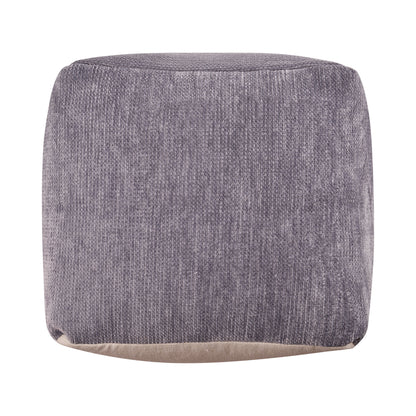 18" Gray Chenille Cube Pouf Ottoman