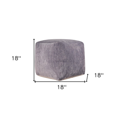 18" Gray Chenille Cube Pouf Ottoman