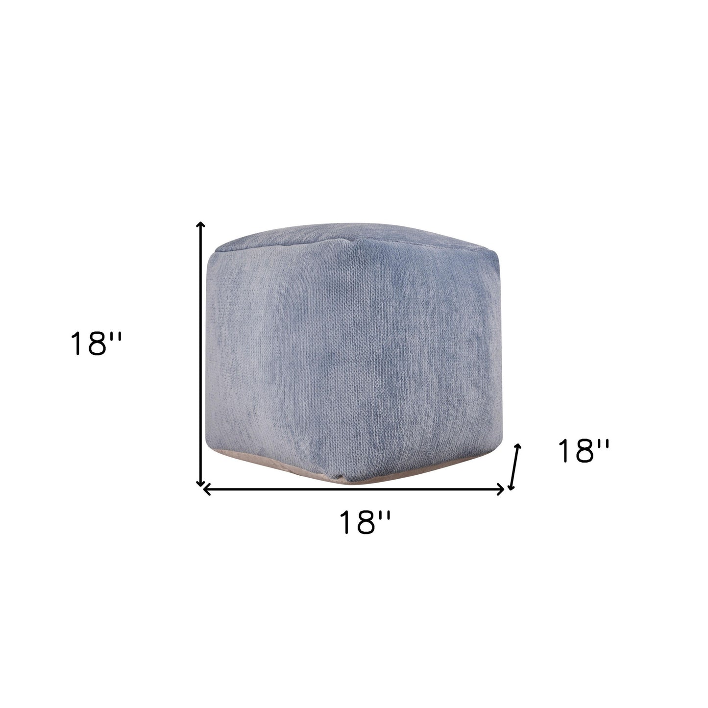 18" Gray Chenille Cube Pouf Ottoman