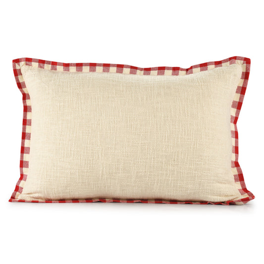 16" X 24" Ivory and Red Christmas Cotton Zippered Pillow