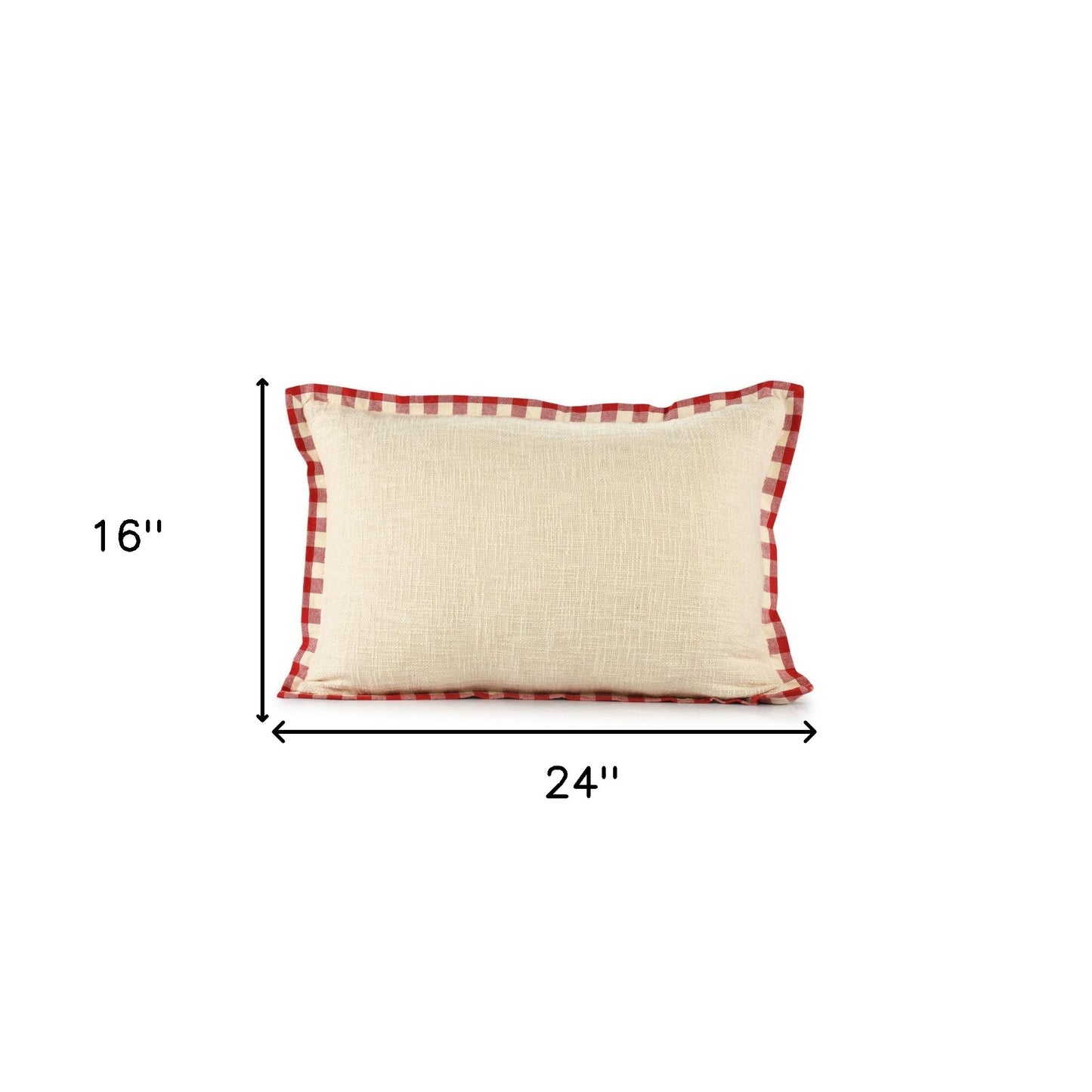 16" X 24" Ivory and Red Christmas Cotton Zippered Pillow