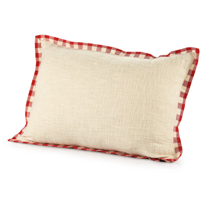 16" X 24" Ivory and Red Christmas Cotton Zippered Pillow