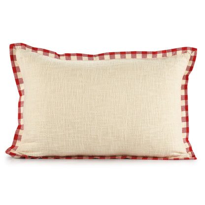 16" X 24" Ivory and Red Christmas Cotton Zippered Pillow