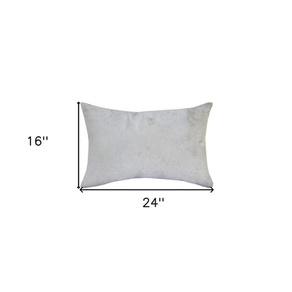 16" X 24" Ivory Faux Leather Zippered Pillow