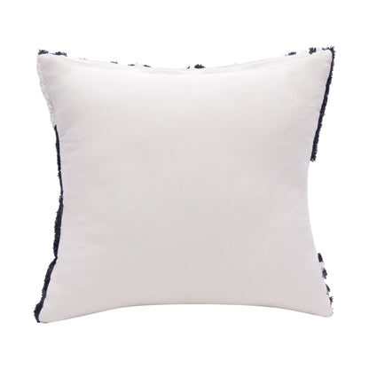 22" Navy and White Geometric Cotton Throw Pillow