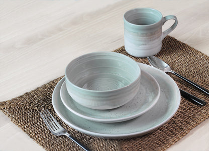 Pale Aqua Sixteen Piece Ceramic Service For Four Dinnerware Set