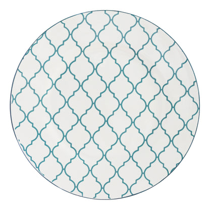 Turquoise Sixteen Piece Round Trellis Ceramic Service For Four Dinnerware Set