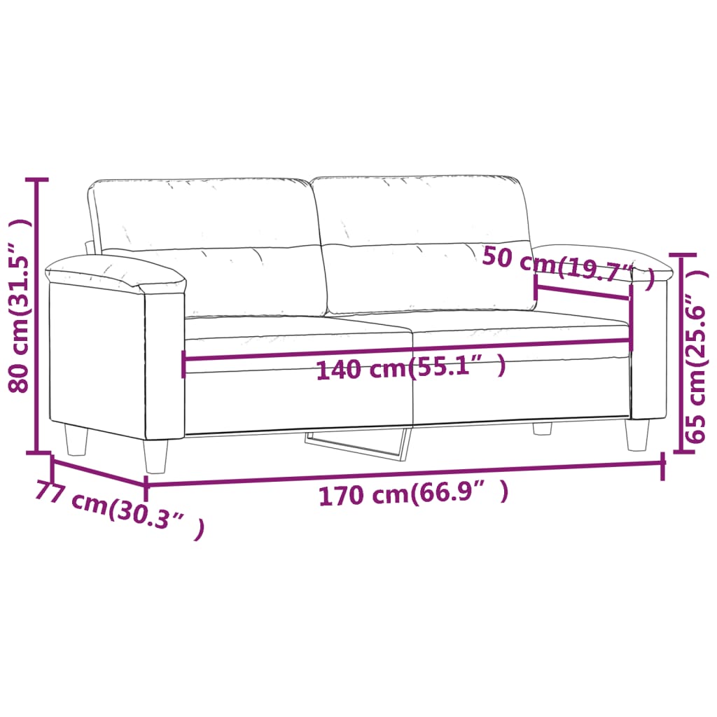 2-Seater Sofa Light Gray 55.1" Microfiber Fabric