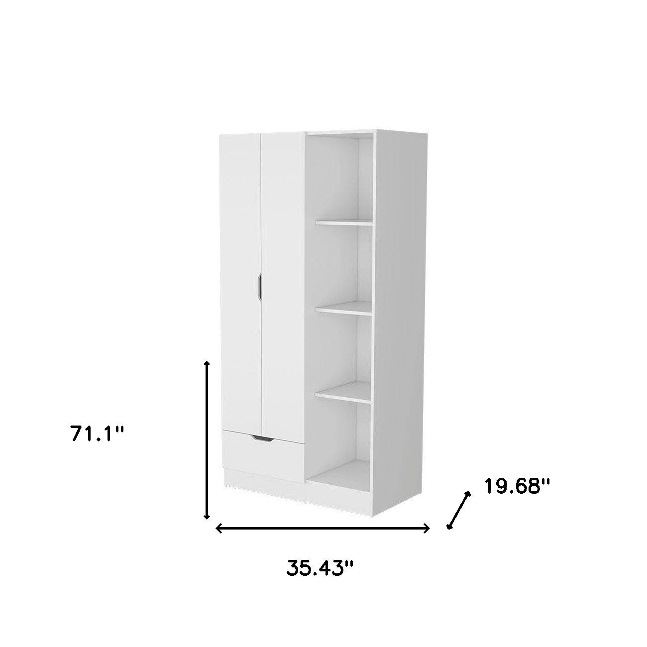 35" White Drawer Combo Dresser