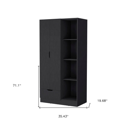 35" Black Drawer Combo Dresser