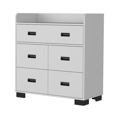 33" White Five Drawer Dresser