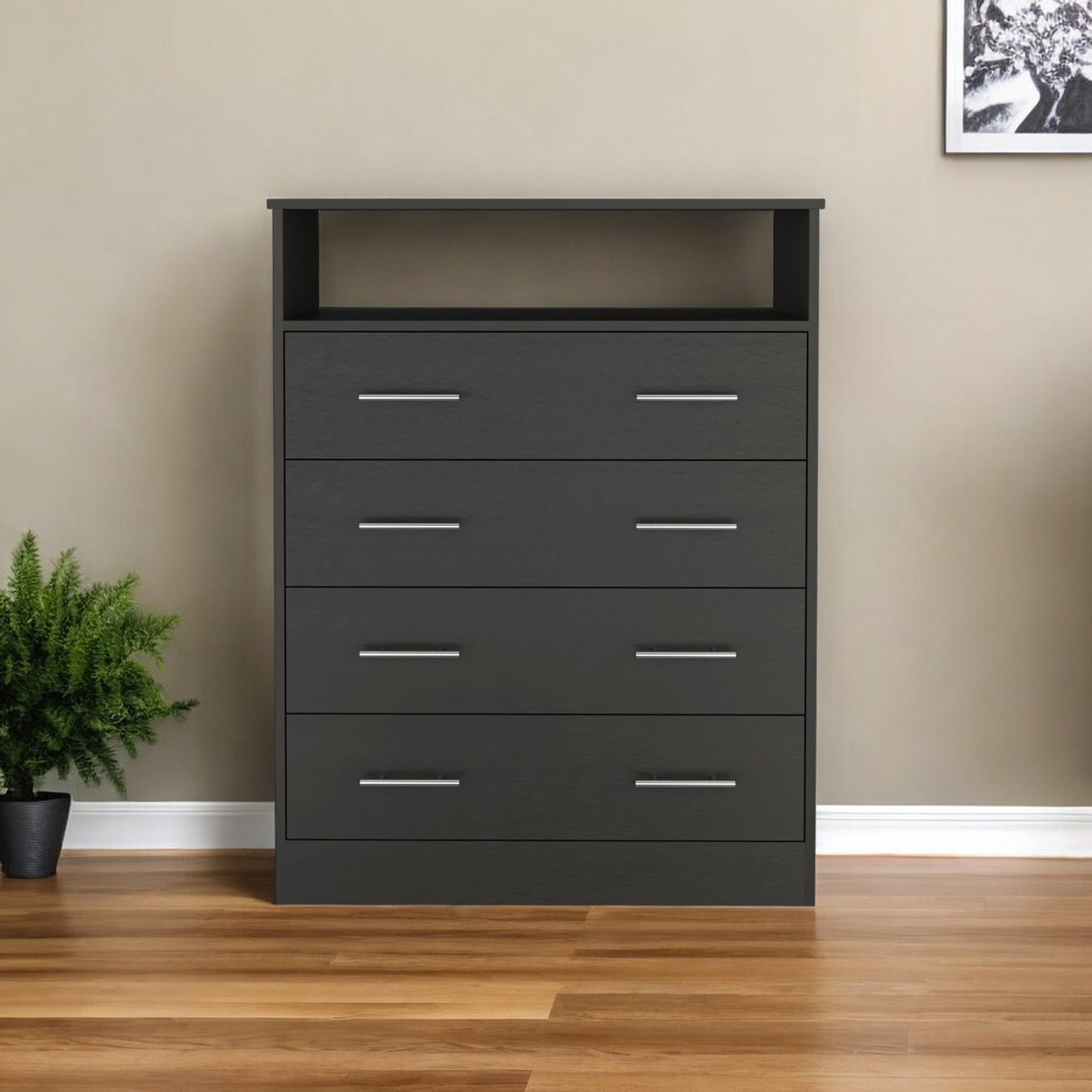 33" Black Four Drawer Dresser