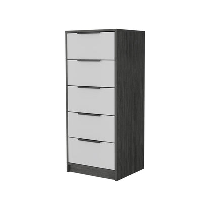 18" White and Gray Five Drawer Standard Chest