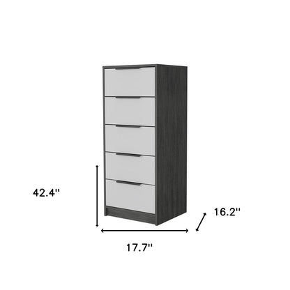 18" White and Gray Five Drawer Standard Chest