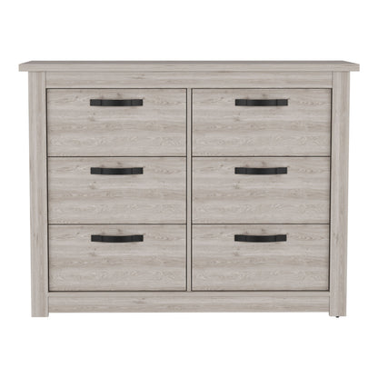 47" Oak Six Drawer Dresser