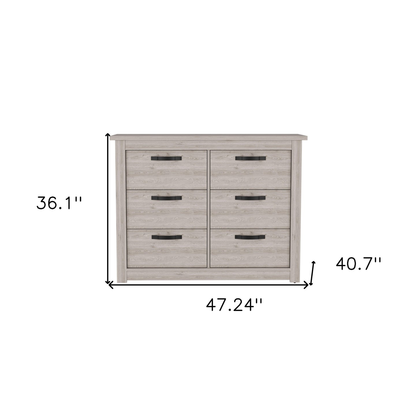 47" Oak Six Drawer Dresser