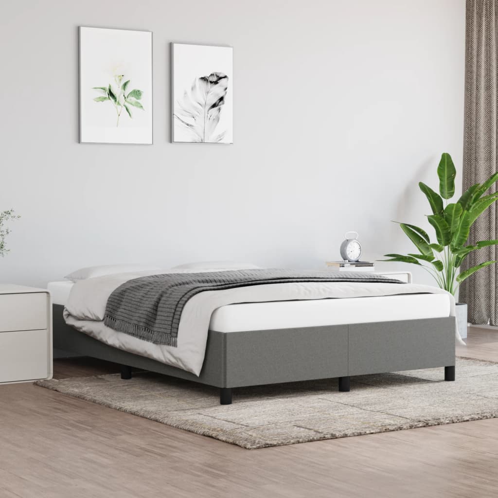 Bed Frame without Mattress Dark Gray 53.9"x74.8" Fabric