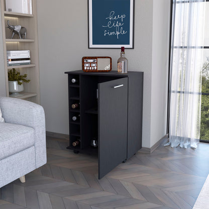 Black Rolling Bar Cart With Wine Storage