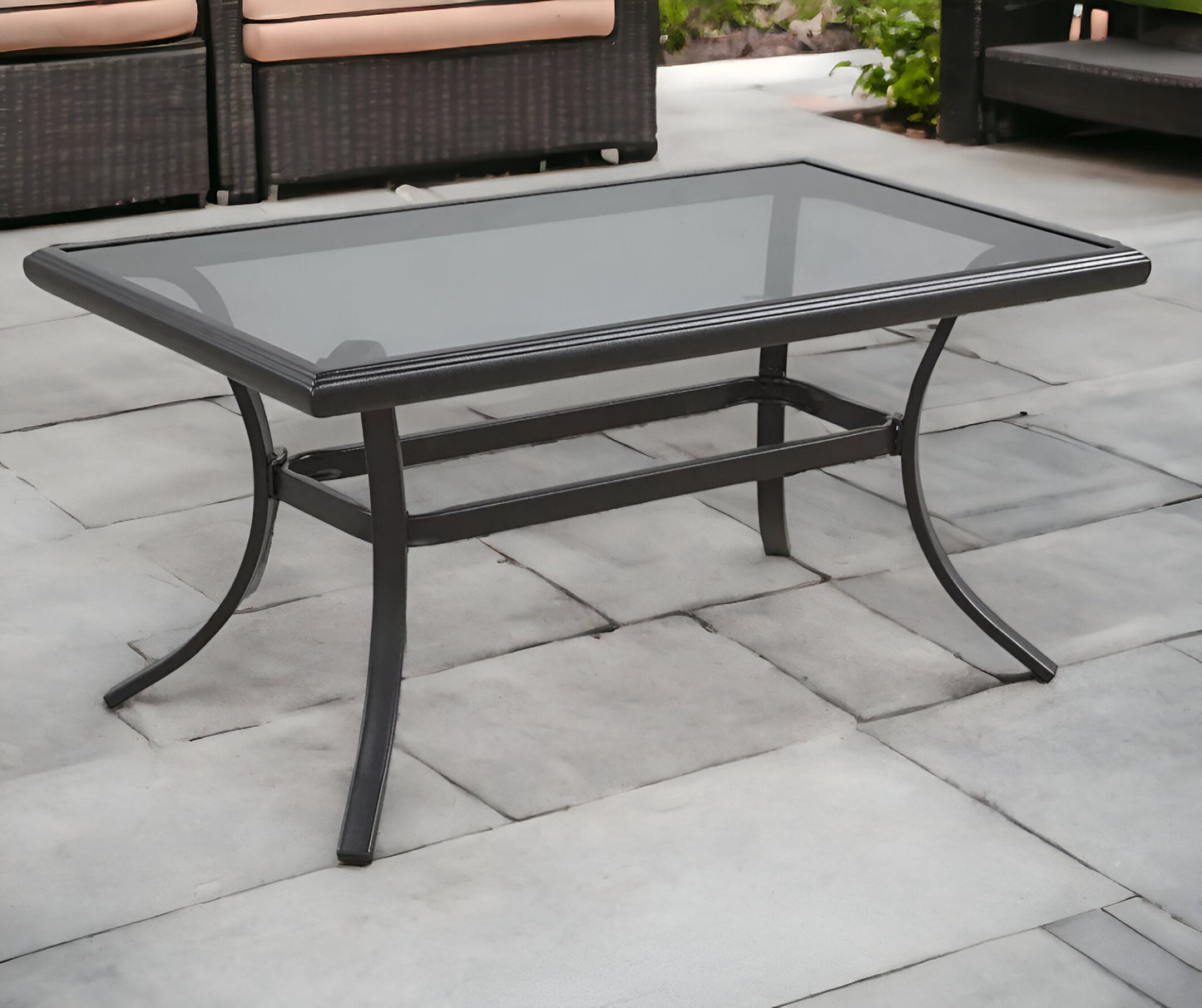 21" Black Metal Outdoor Chat Table