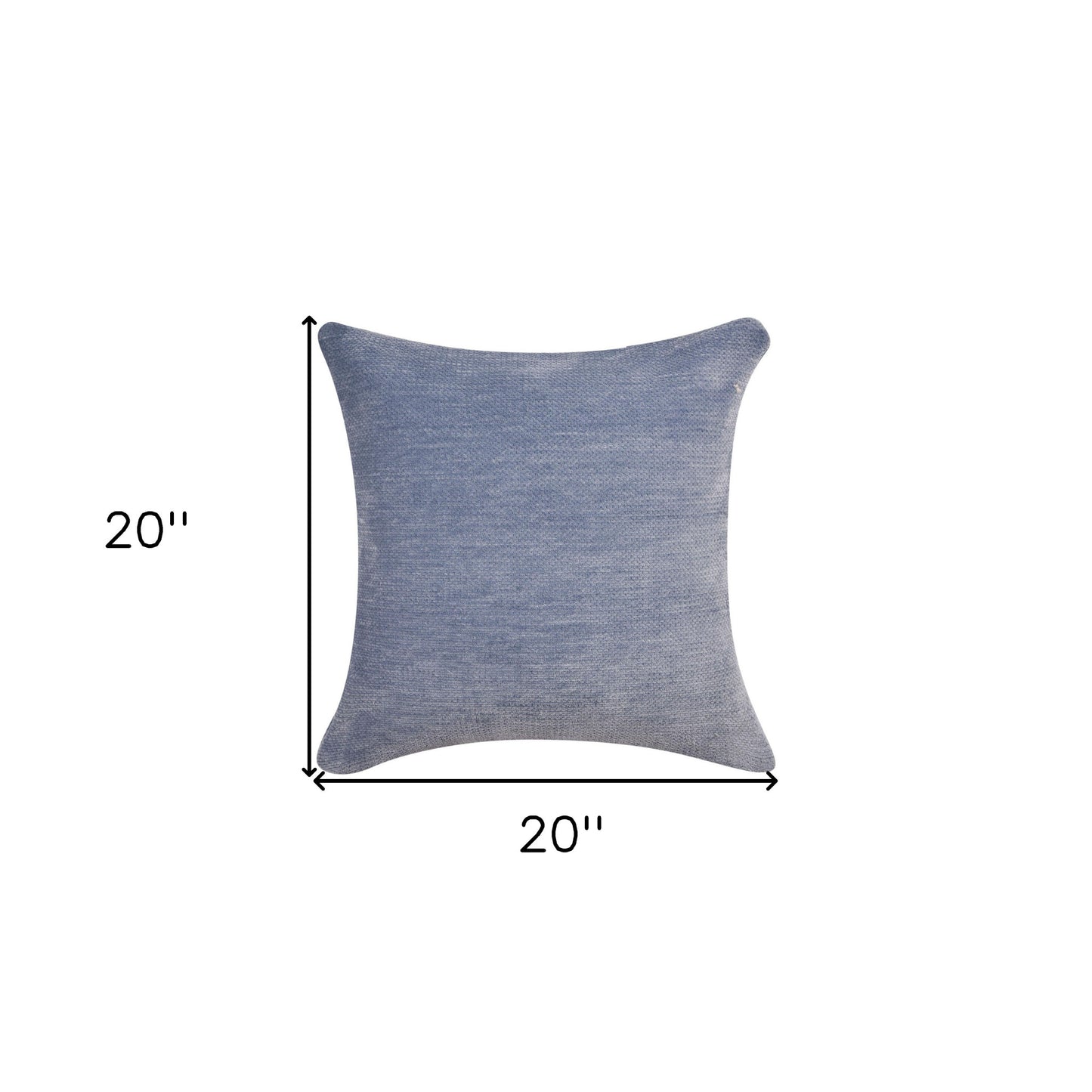 20" X 20" Blue Chenille Zippered Pillow