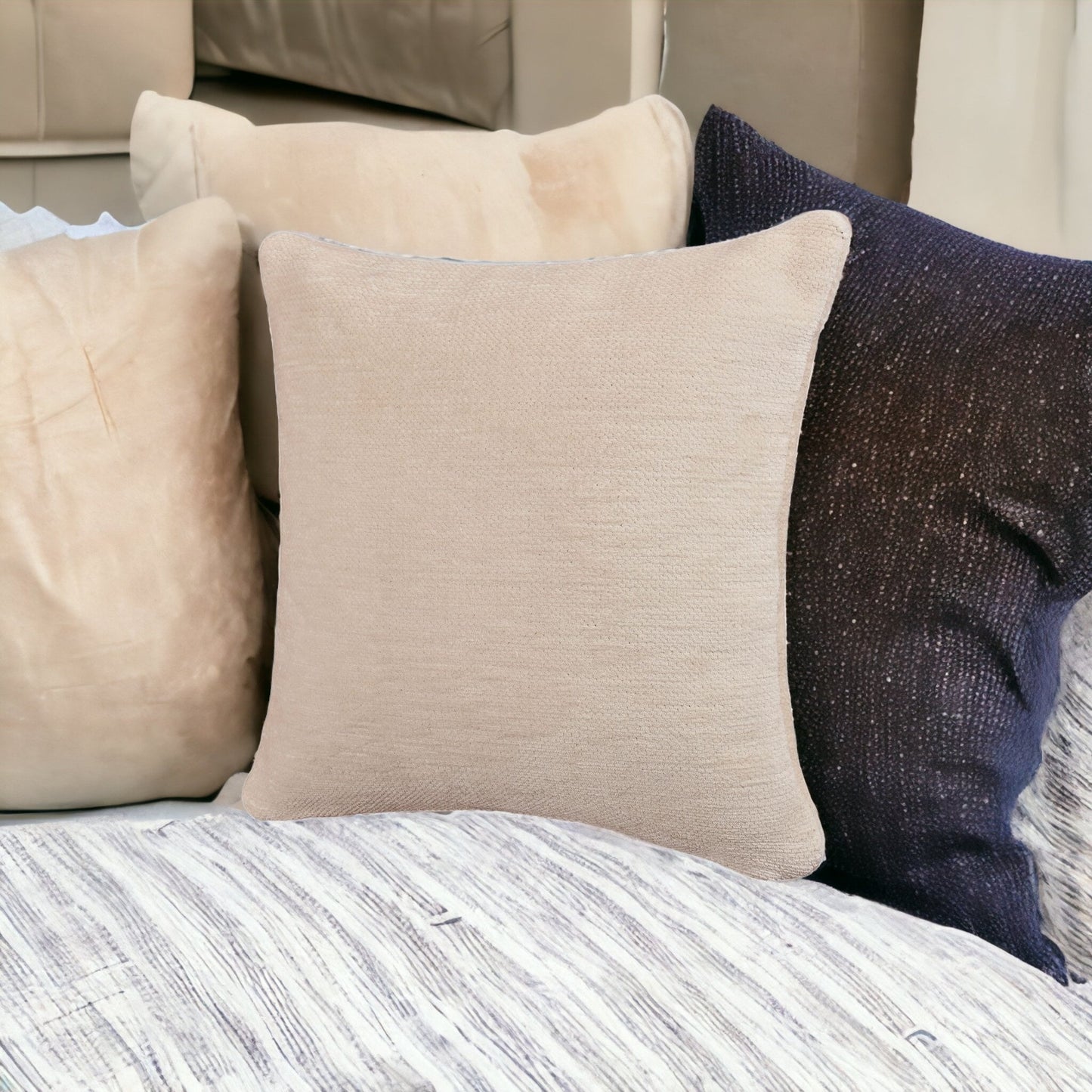 20" X 20" Blue Chenille Zippered Pillow