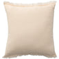 20" X 20" White Cotton Zippered Down Pillow With Fringe