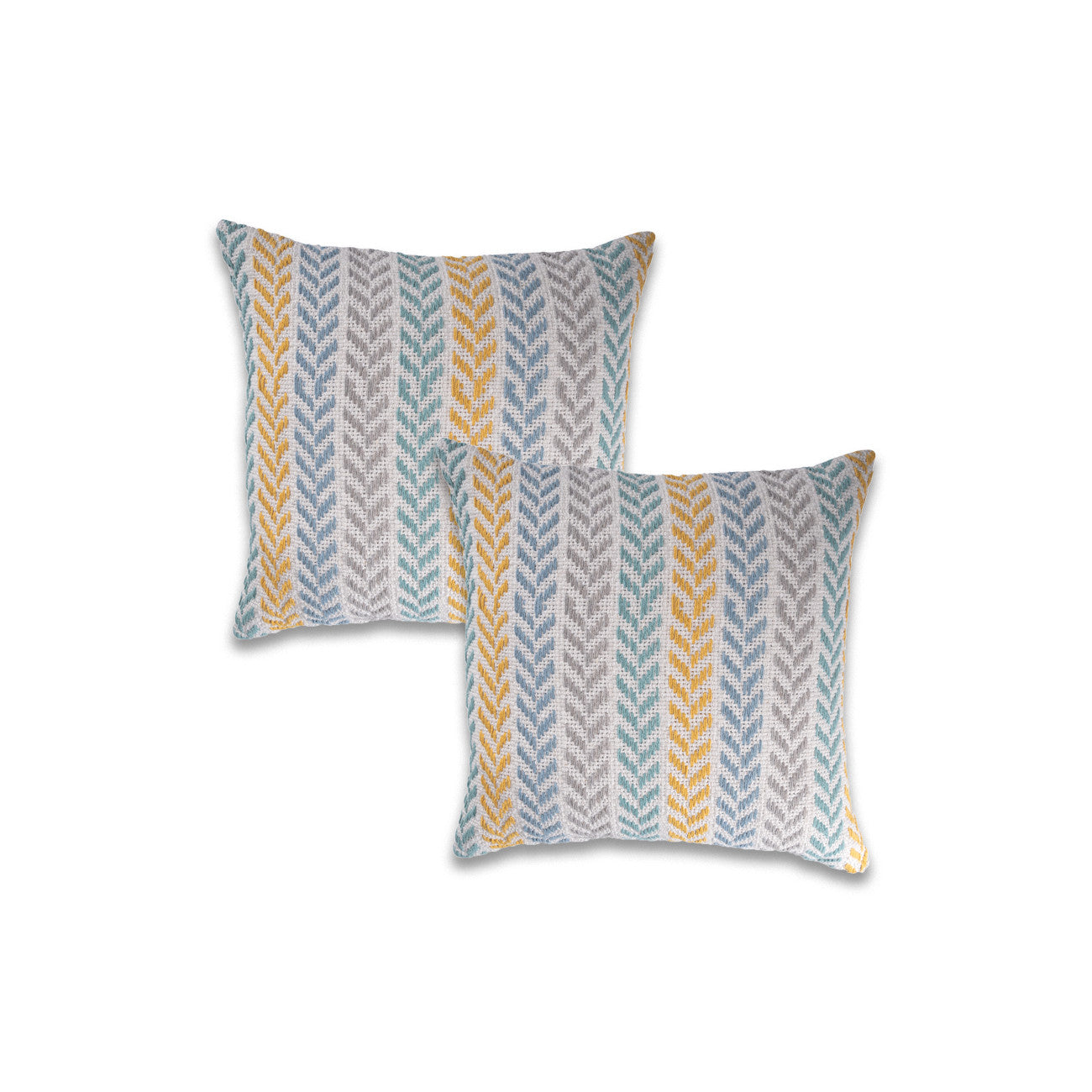 Set of Two 18" X 18" Gray Beach Chevron Cotton Zippered Pillow