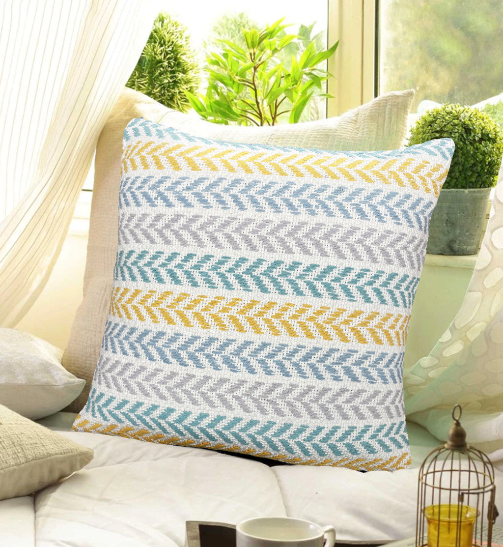 Set of Two 18" X 18" Gray Beach Chevron Cotton Zippered Pillow