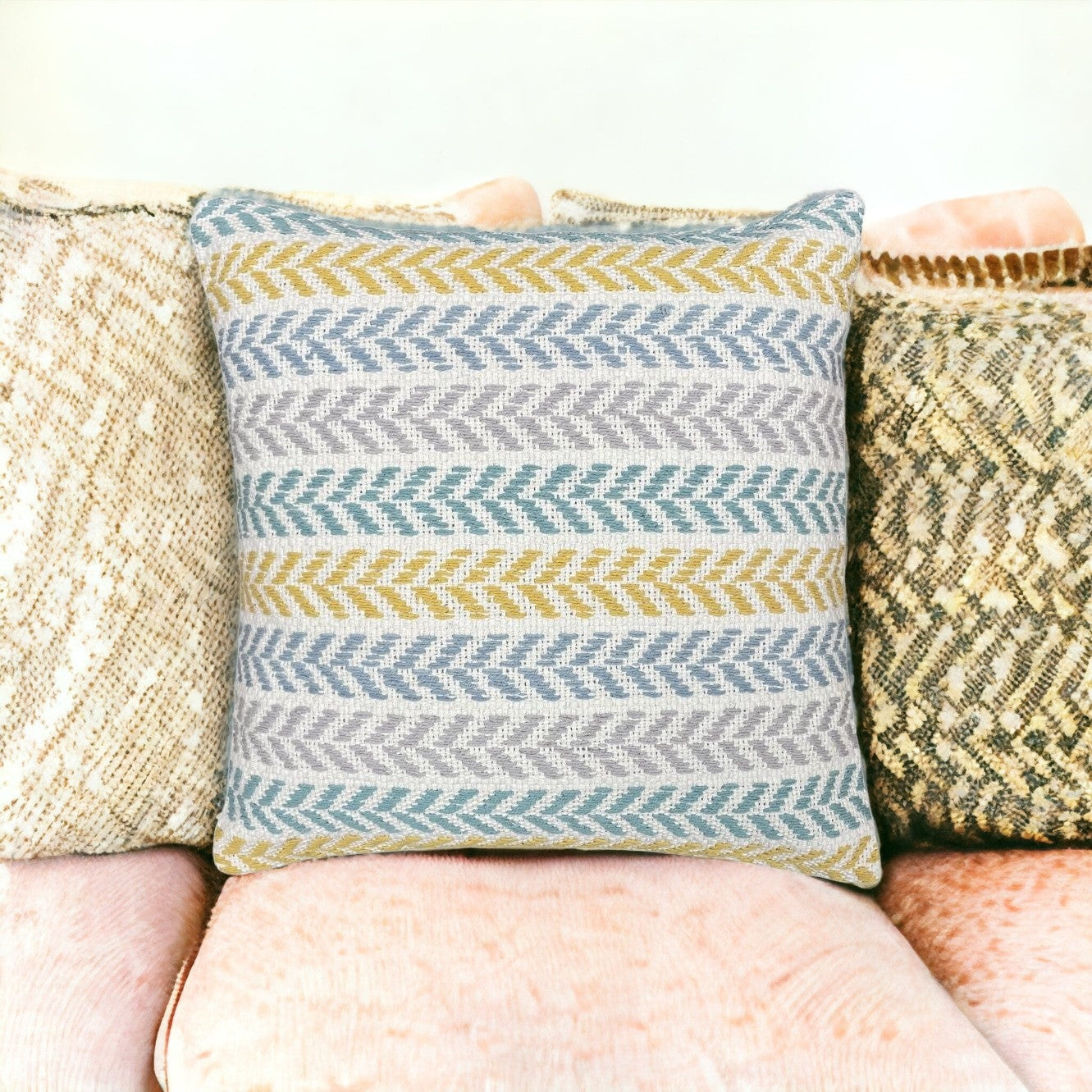 Set of Two 18" X 18" Gray Beach Chevron Cotton Zippered Pillow