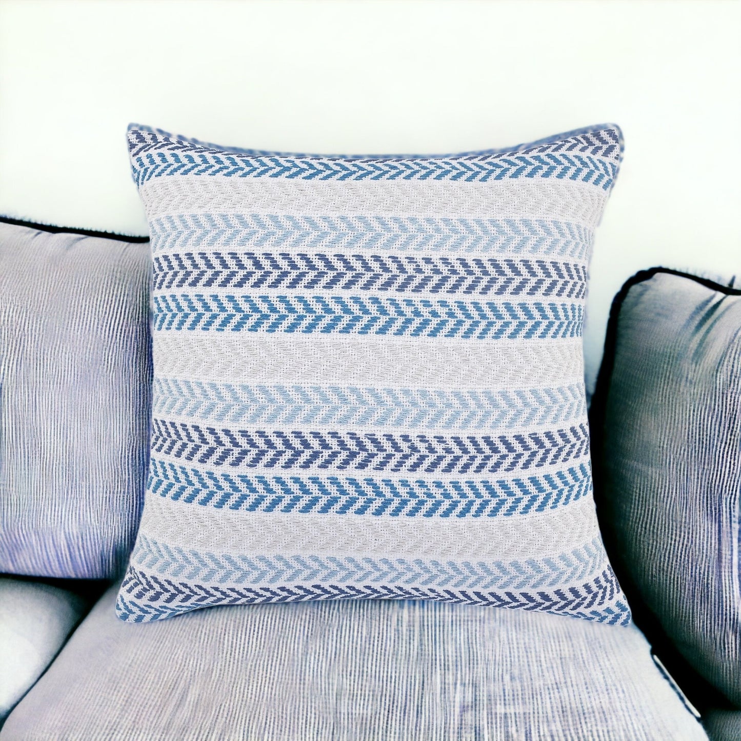 Set of Two 18" X 18" Orange Beach Chevron Cotton Zippered Pillow