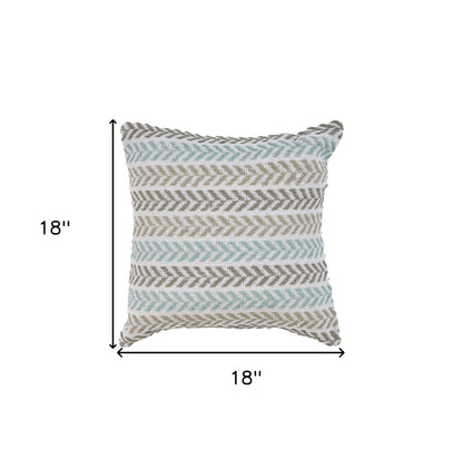 Set of Two 18" X 18" Gray Beach Chevron Cotton Zippered Pillow