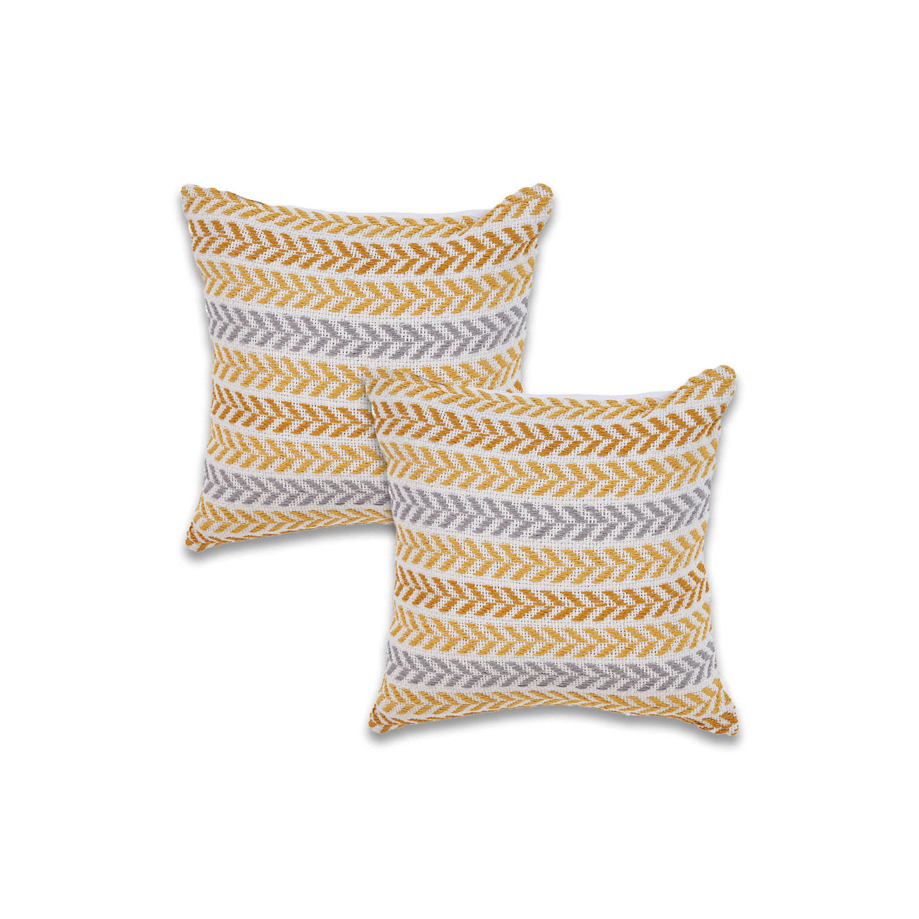 Set of Two 18" X 18" Gray Beach Chevron Cotton Zippered Pillow