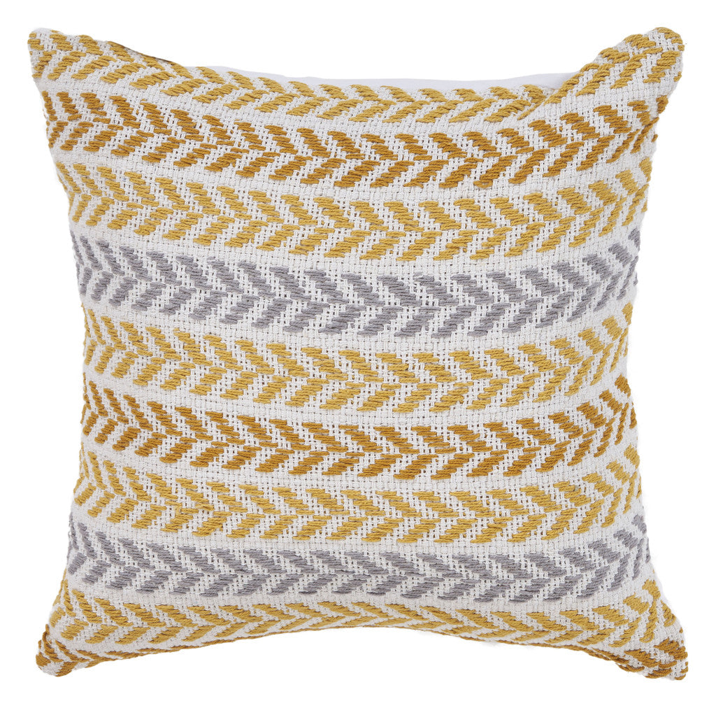 Set of Two 18" X 18" Gray Beach Chevron Cotton Zippered Pillow