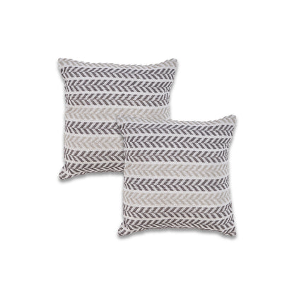 Set of Two 18" X 18" Gray Beach Chevron Cotton Zippered Pillow