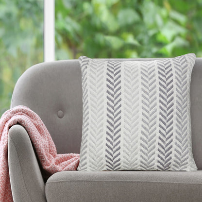 Set of Two 18" X 18" Gray Beach Chevron Cotton Zippered Pillow