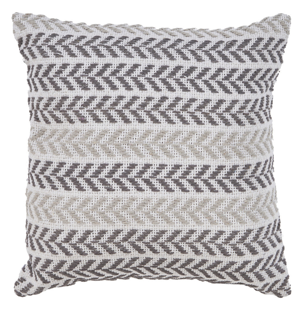 Set of Two 18" X 18" Gray Beach Chevron Cotton Zippered Pillow