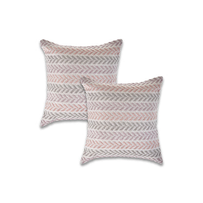 Set of Two 18" X 18" Gray Beach Chevron Cotton Zippered Pillow