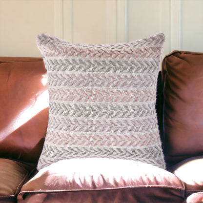 Set of Two 18" X 18" Gray Beach Chevron Cotton Zippered Pillow