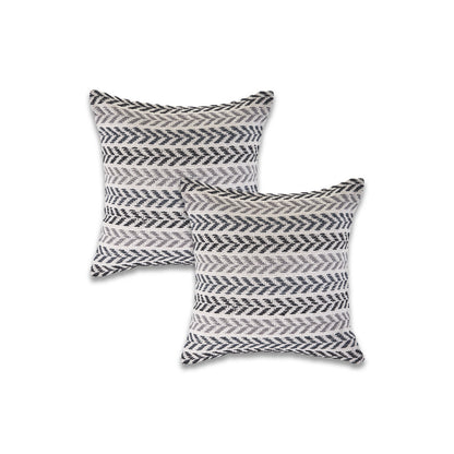 Set of Two 18" X 18" Gray Beach Chevron Cotton Zippered Pillow